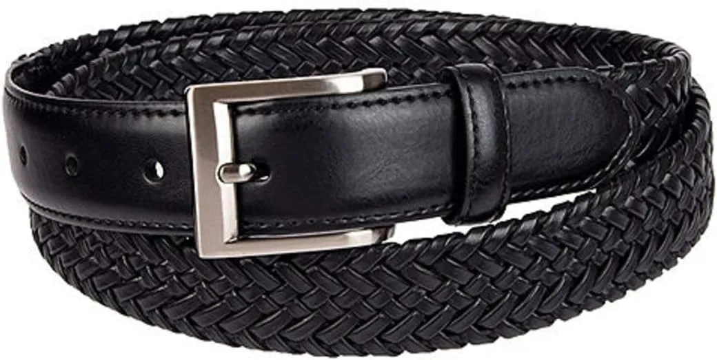 Stafford Men's Braided Stretch Belt (Black, 32)
