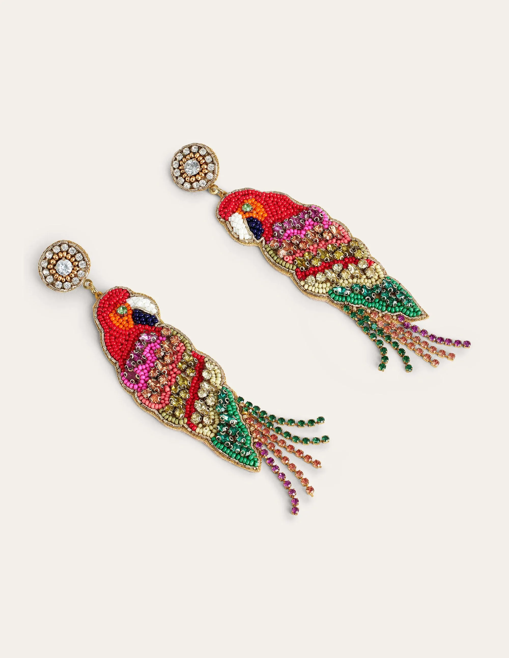 Statement Embellished Earrings-Parrot