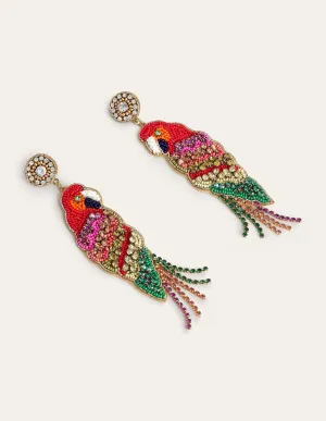 Statement Embellished Earrings-Parrot