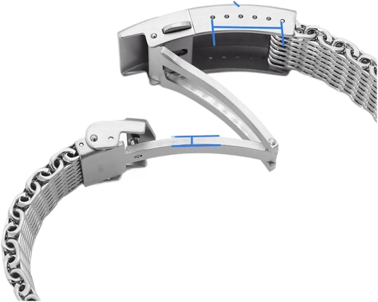 Steel Band Double Buckle Clock Watchband Watches Accessories Luxury Loop Mesh 18 20 22mm
