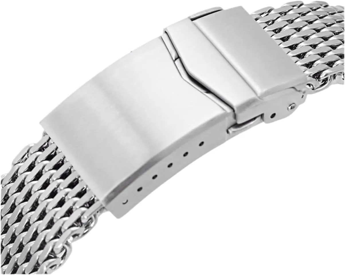 Steel Band Double Buckle Clock Watchband Watches Accessories Luxury Loop Mesh 18 20 22mm