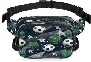 Stellar Soccer Waterproof Unisex Square Fanny Pack, Adjustable Waist Bag with Pockets, Sturdy Lightweight Crossbody Bag for Travel, Running, Hiking (9x6.1x2.5 Inches)