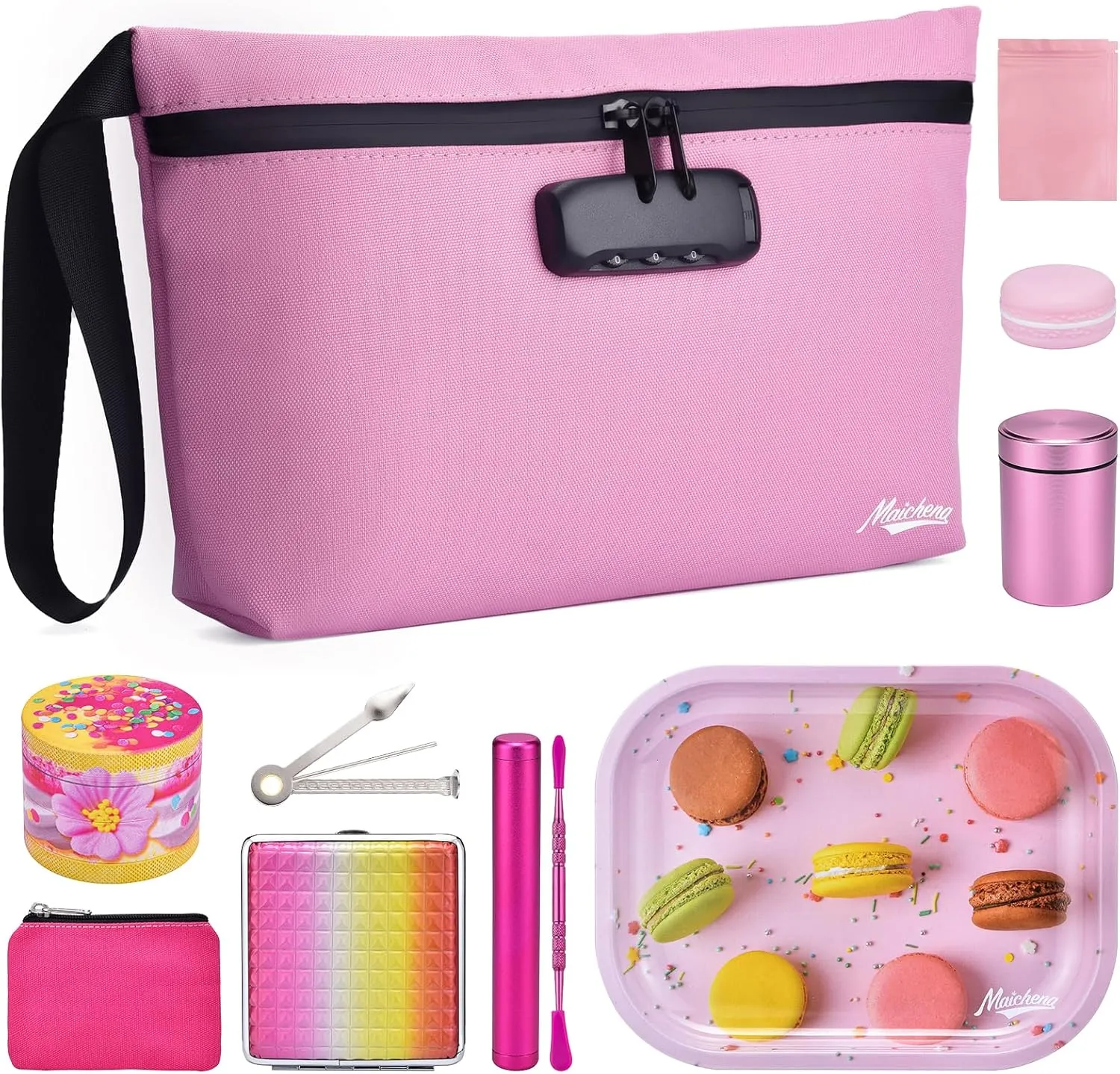 Storage Bag with Combination Lock Cosmetic Money Organizer Pouch Travel Medicine Lock Bag Case
