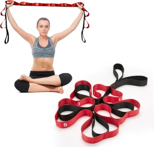 Stretching Strap with 10 Loops-Yoga Strap for Physical Therapy,Home Workout,Pilate & Flexibility Training,Non Elastic Exercise Stretch Band for Hamstring,Leg Stretcher Belt,Flexibility Fascia