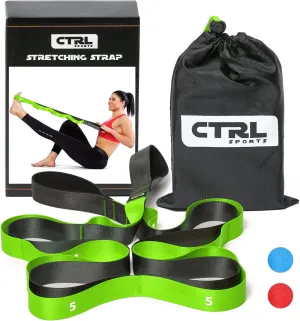 Stretching Strap with Loops - Non Elastic Stretch Band for Physical Therapy, Yoga Strap for Stretching Equipment, Stretch Bands for Exercise and Flexibility - Fascia, Hamstring & Leg Stretcher Belt