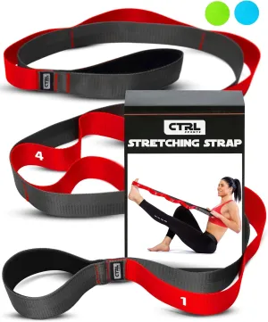 Stretching Strap with Loops - Non Elastic Stretch Band for Physical Therapy, Yoga Strap for Stretching Equipment, Stretch Bands for Exercise and Flexibility - Fascia, Hamstring & Leg Stretcher Belt