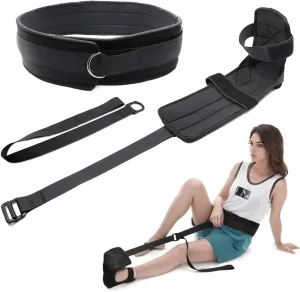 Stretching Strap with Waist Belt, Hands-Free Leg Stretcher for Foot and Calf, Adjustable Fascia Stretcher for Yoga, Physical Therapy, Plantar Fasciitis Relief, Flexibility & Mobility Training