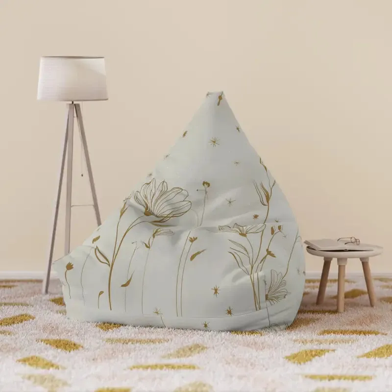 Stylish Golden Flowers Bean Bag Cover