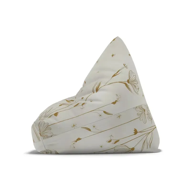 Stylish Golden Flowers Bean Bag Cover