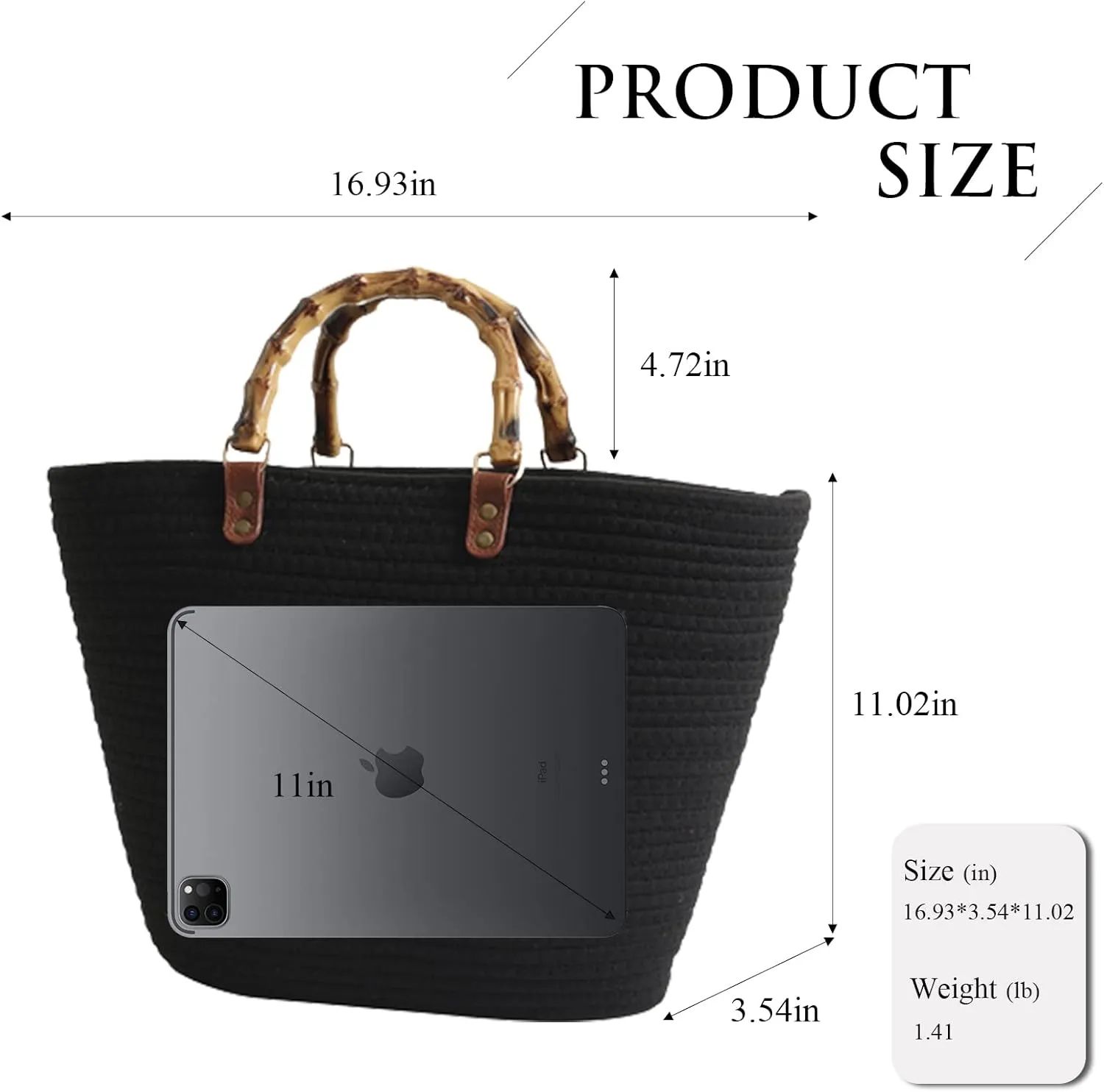 Summer Straw Handbags for Women Bamboo Handle Tote Bag Woven Beach Bags Vacation Purse
