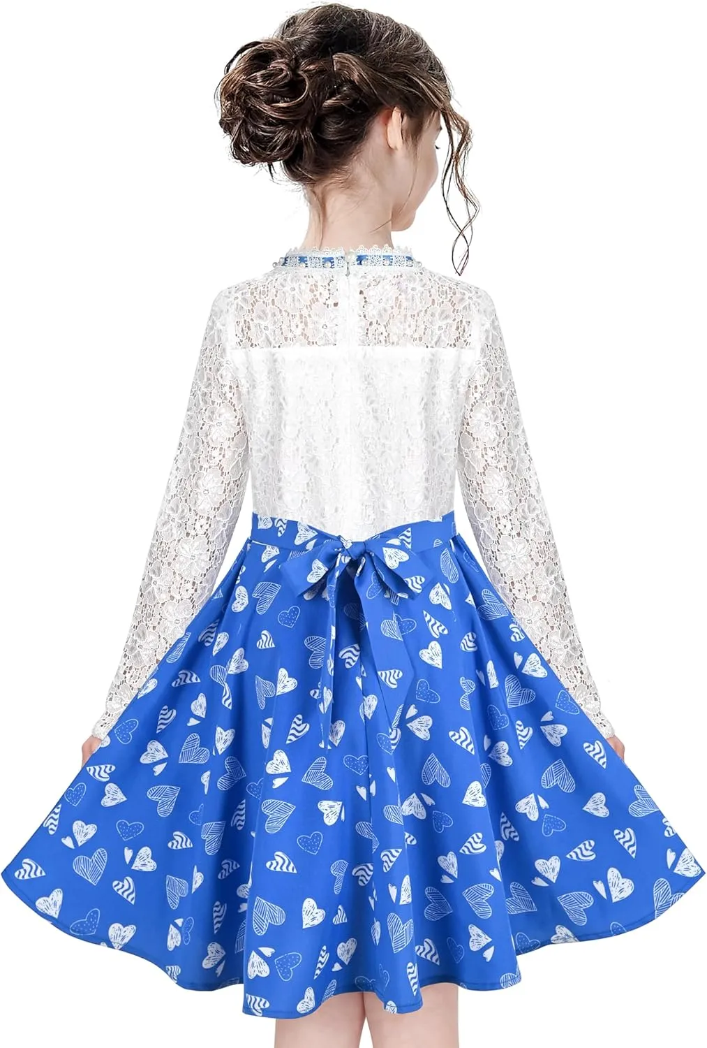 Sunny Fashion Girls Dress Green Floral Lace St Patrick Clover Party Long Sleeve
