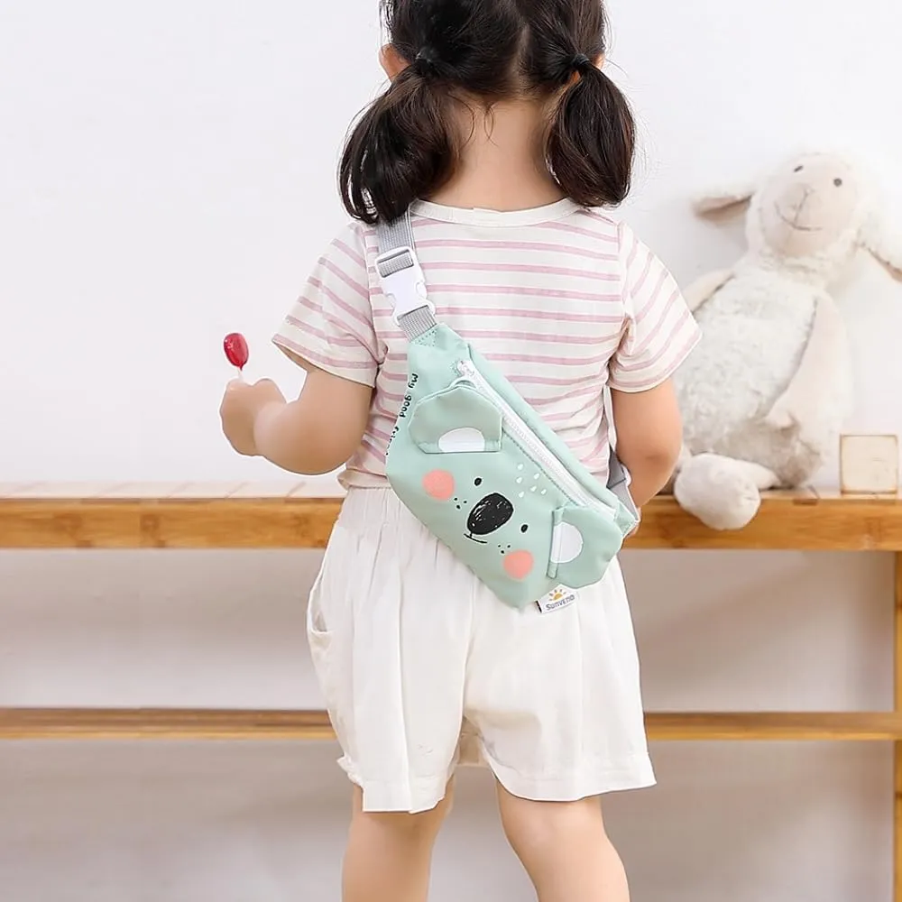 SUNVENO Kids Fanny Pack for Boys and Girls, Cute Cartoon Crossbody Belt Bag, Toddler Sling Waist Pack for Ages 2-8, Beach Vacation Essentials, Birthday Gift Idea for Toddlers and Preschoolers,Teddy