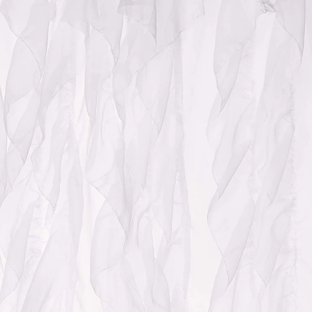 Sweet Home Collection SHRPNL-63-WHT-2PK Sheer Voile Vertical Ruffled Window Curtain Panel 50" X 63", White, 63" x 50"
