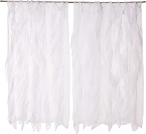 Sweet Home Collection SHRPNL-63-WHT-2PK Sheer Voile Vertical Ruffled Window Curtain Panel 50" X 63", White, 63" x 50"