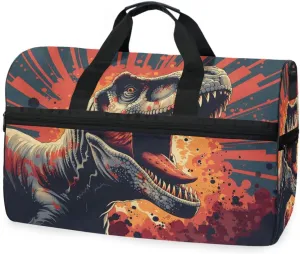 T-rex Roar Travel Duffel Bag Luggage Sports Gym Bags With Shoes Compartment Large Capacity Lightweight Duffle Bag For Men Women