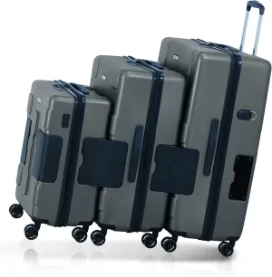 Tach V3.1 Hard Shell 3 Piece Luggage Set - 20, 24 & 28 inch Luggage | Carry On, Medium & Large Checked Suitcases | Patented Built-In Connecting System | Rolling Suitcase Links 6 Bags (Grey)