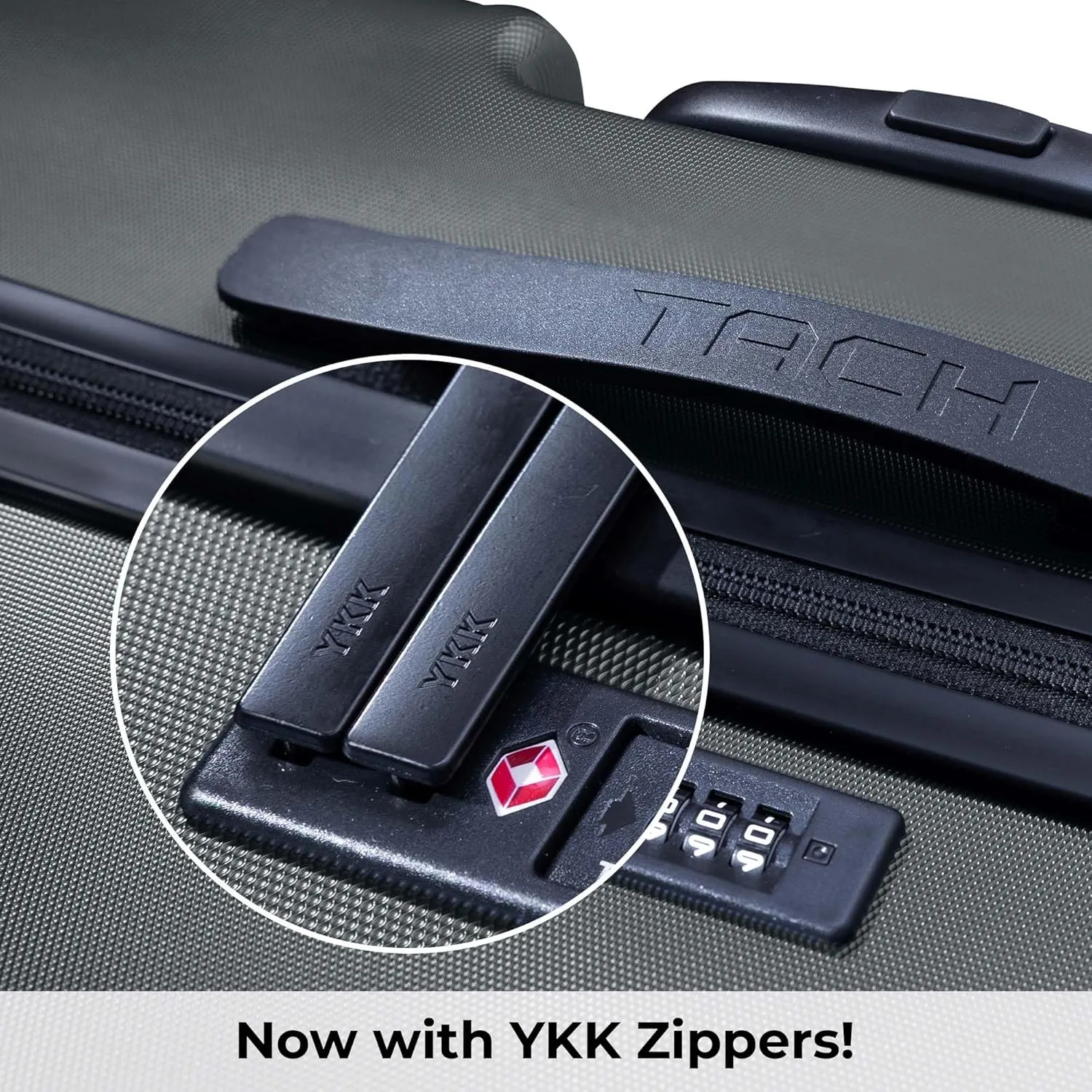 Tach V3.1 Hard Shell 3 Piece Luggage Set - 20, 24 & 28 inch Luggage | Carry On, Medium & Large Checked Suitcases | Patented Built-In Connecting System | Rolling Suitcase Links 6 Bags (Grey)