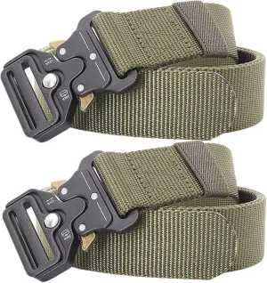 Tactical Belt, Belts Men Women, 1.5" Nylon Web Military Hiking Rigger Work Belt with Heavy Duty Quick Release Buckle, 2 Pack