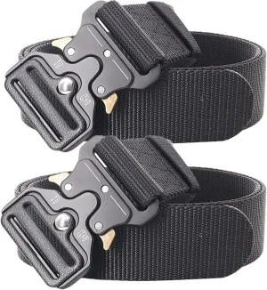 Tactical Belt, Belts Men Women, 1.5" Nylon Web Military Hiking Rigger Work Belt with Heavy Duty Quick Release Buckle, 2 Pack