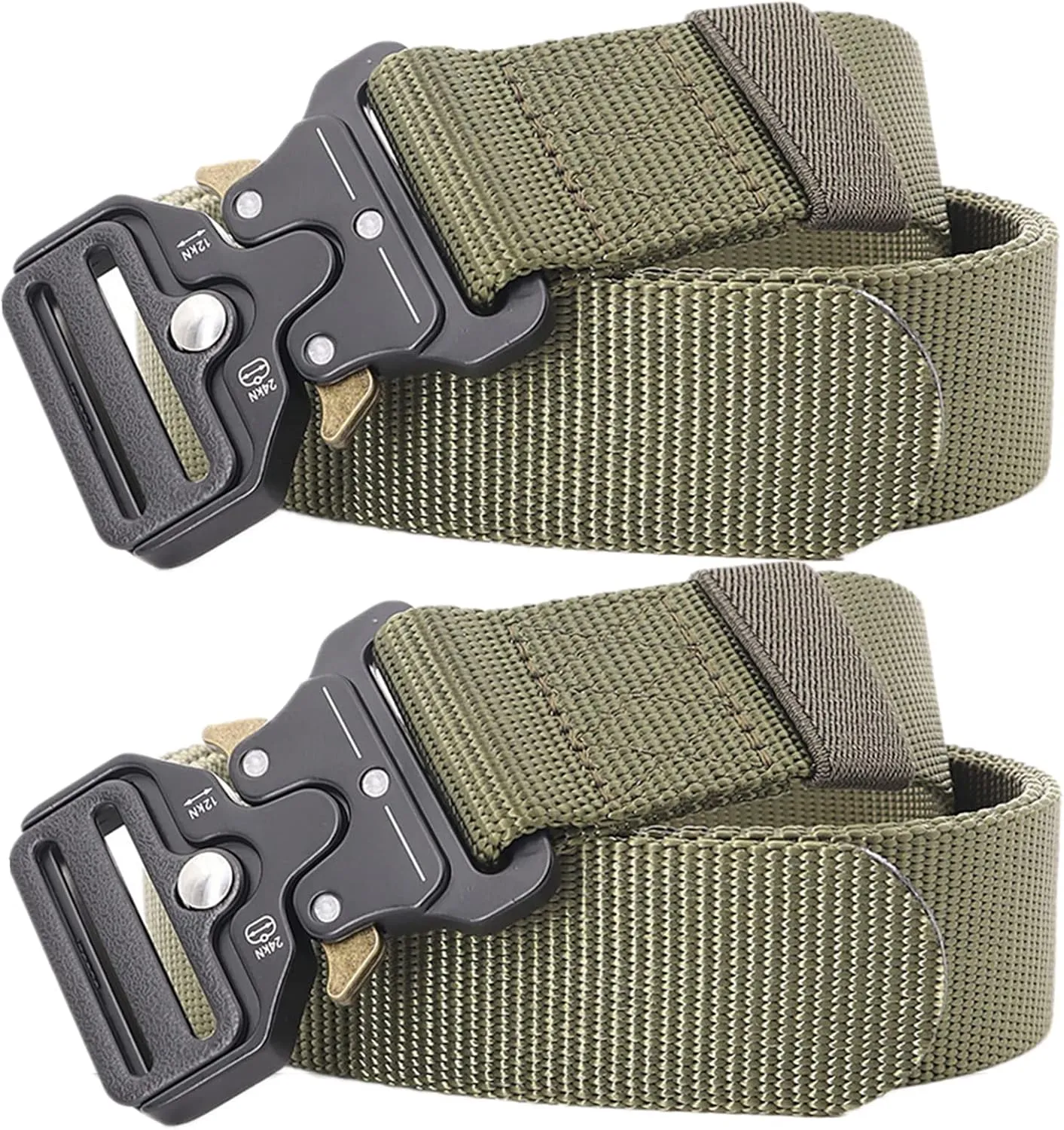 Tactical Belt, Belts Men Women, 1.5" Nylon Web Military Hiking Rigger Work Belt with Heavy Duty Quick Release Buckle, 2 Pack