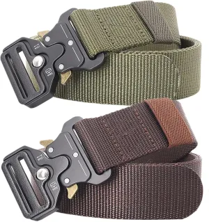 Tactical Belt, Belts Men Women, 1.5" Nylon Web Military Hiking Rigger Work Belt with Heavy Duty Quick Release Buckle, 2 Pack