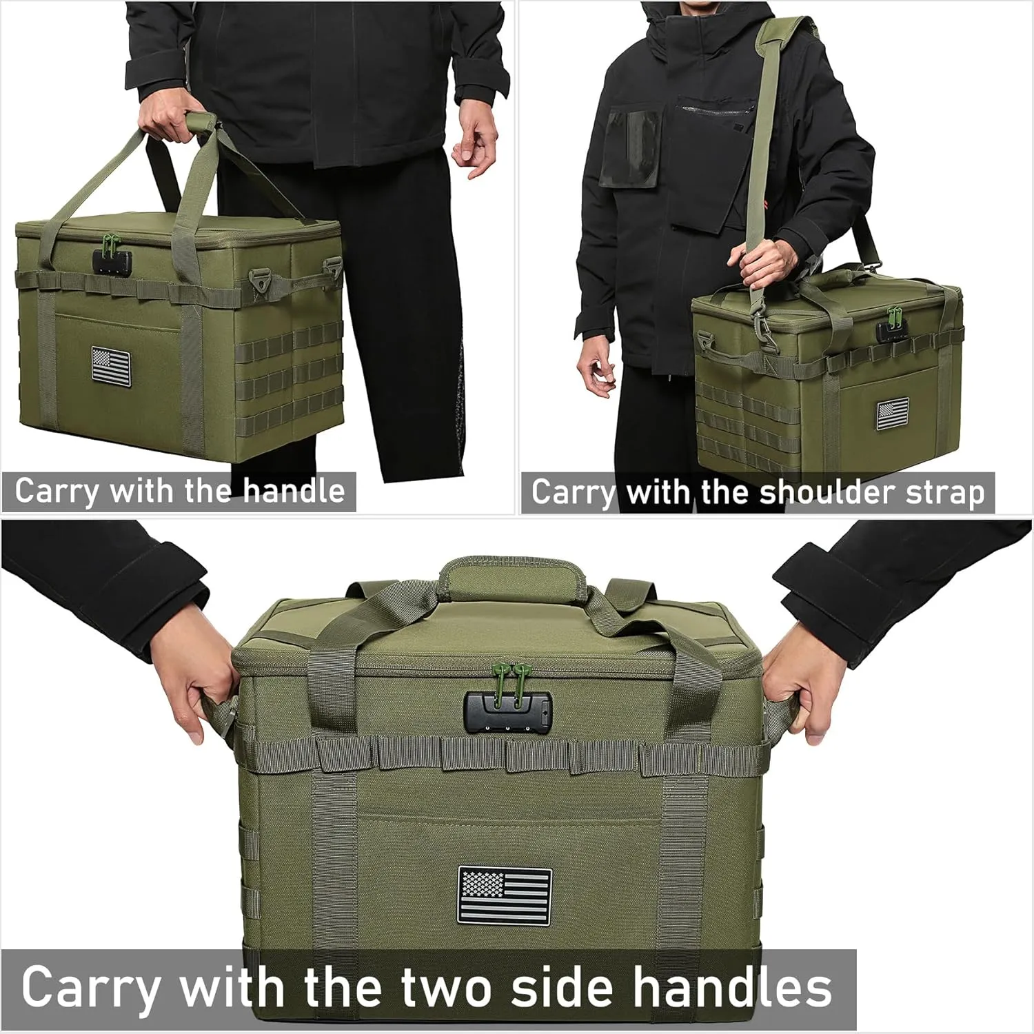 Tactical Camping Storage Bag - 38L Utility Tote Bag Organizer with Combination Lock and Shoulder Strap