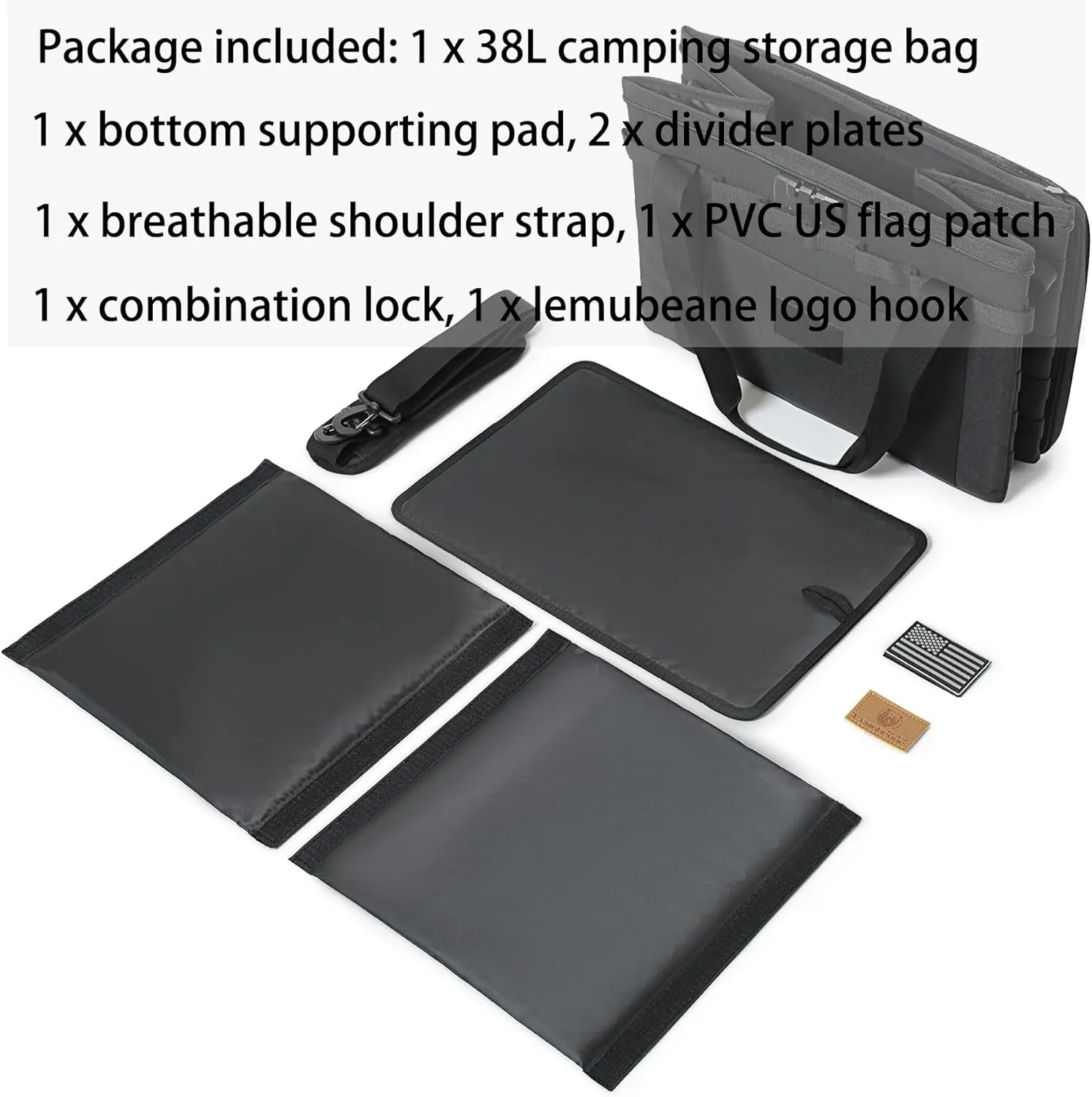 Tactical Camping Storage Bag - 38L Utility Tote Bag Organizer with Combination Lock and Shoulder Strap