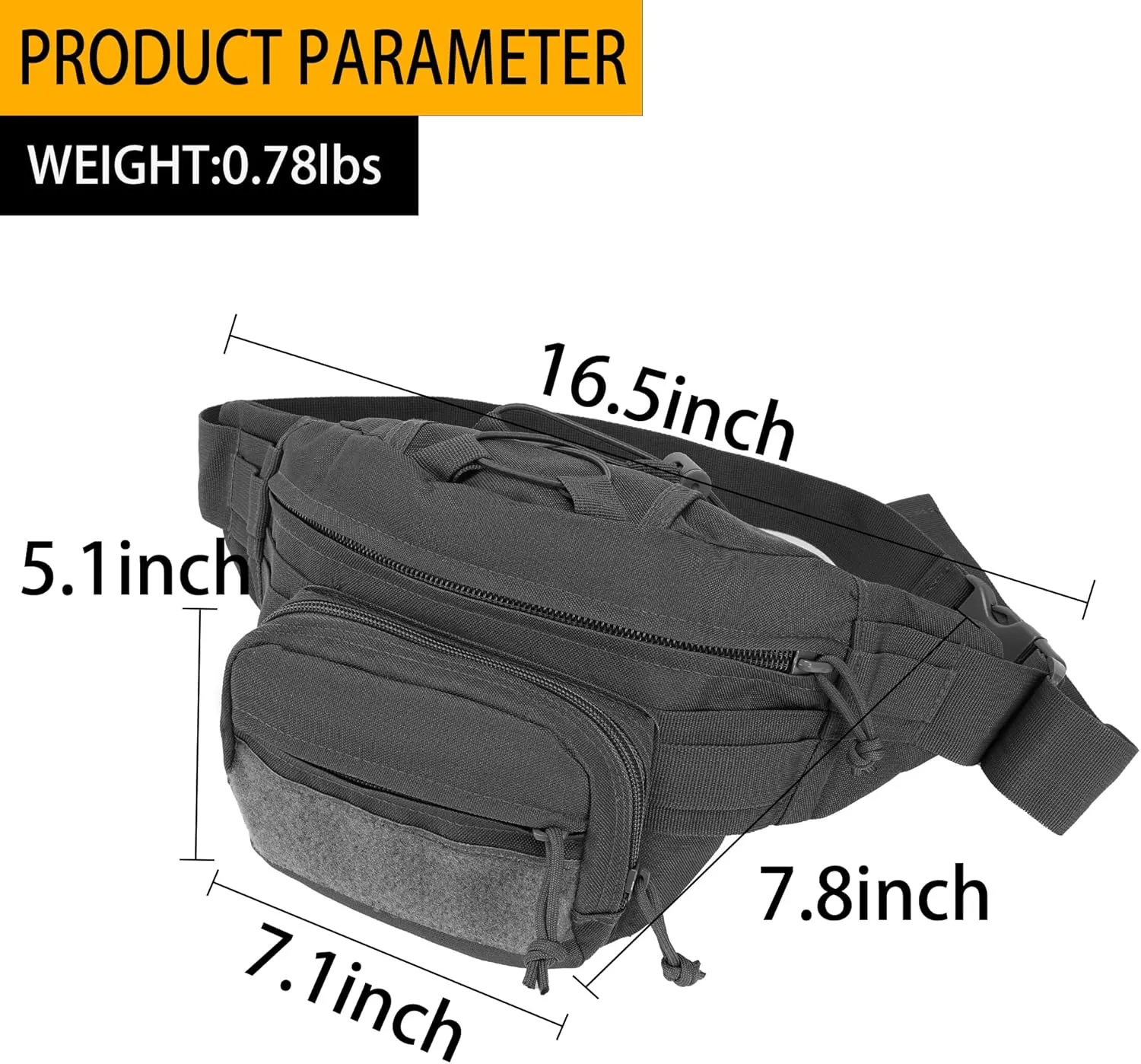 Tactical Fanny Pack for Men-Concealed Carry Waist Bag with Multi-Pockets,Durable & Comfortable Design for Outdoor Hiking,Climbing,Fishing Black