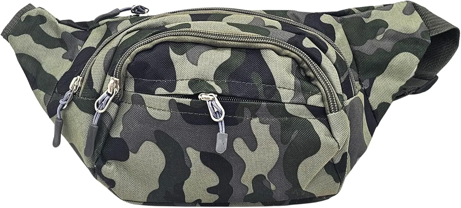 Tactical Fanny Pack - Stylish and Functional 4-Zipper Waist Bag for Men and Women. Adjustable Belt, Large Capacity, Perfect for Travel. Phone-friendly Chest Shoulder Bag (green with gray)