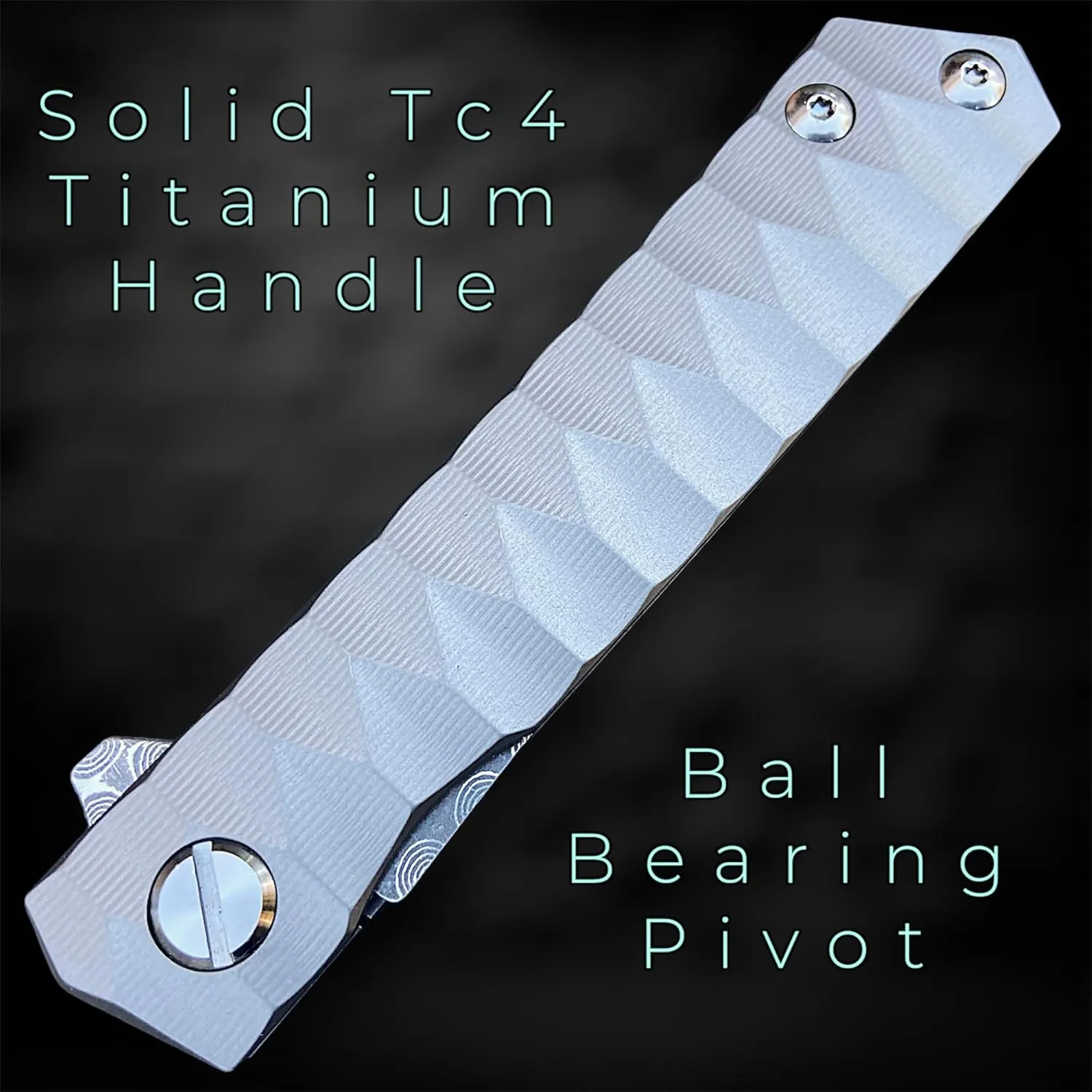 TACTICAL GEARZ Damascus Pocket Knife for EDC, Solid Tc4 Titanium Handle, Multi-Layered Damascus Steel VG10 Tanto Blade, Includes Sheath (Silver XT)