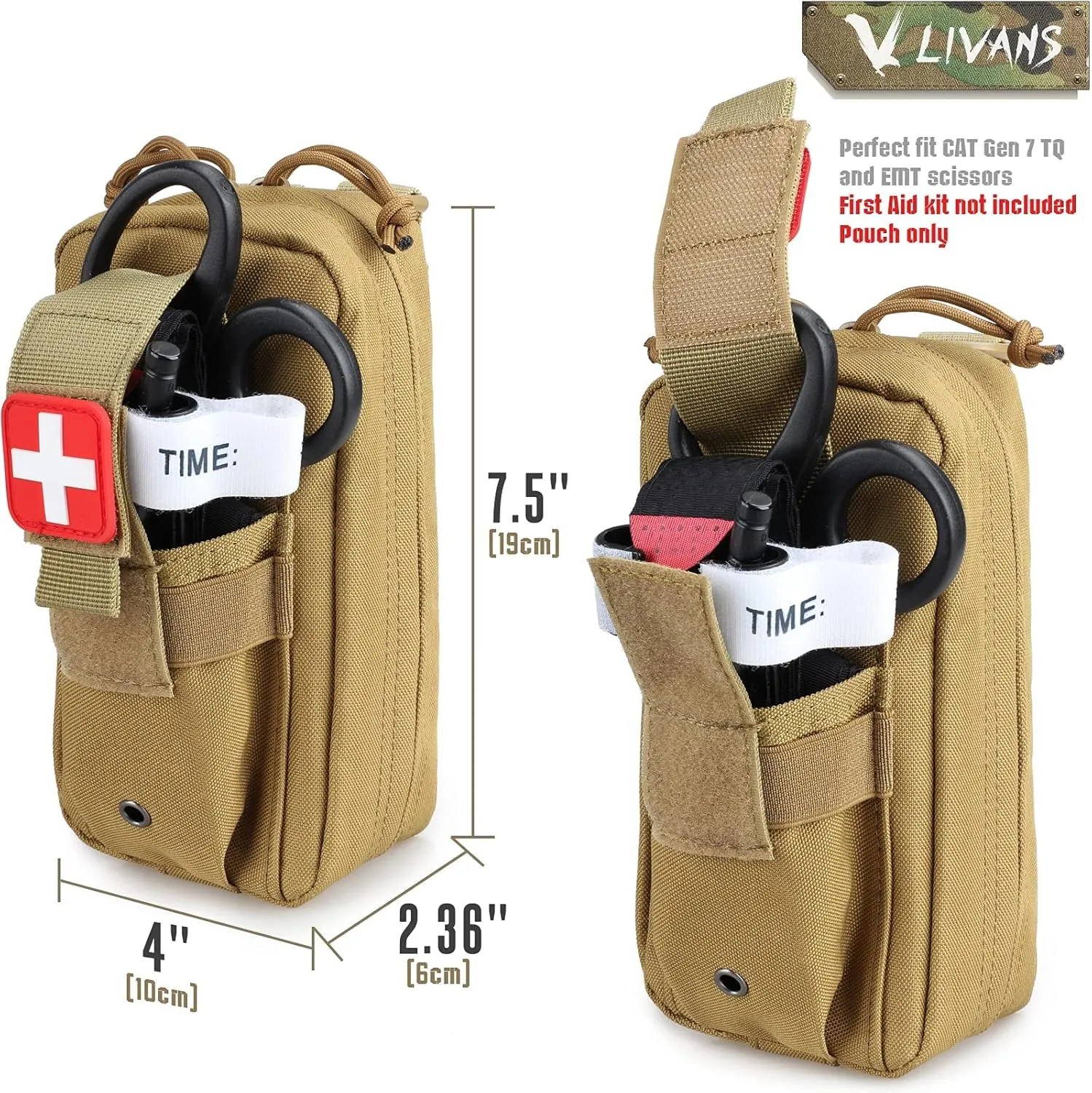 Tactical MOLLE Medical Pouch, Rip-Away EMT First Aid Pouch IFAK Trauma Kit Everyday Carry Survival Bag Include Cross Patch