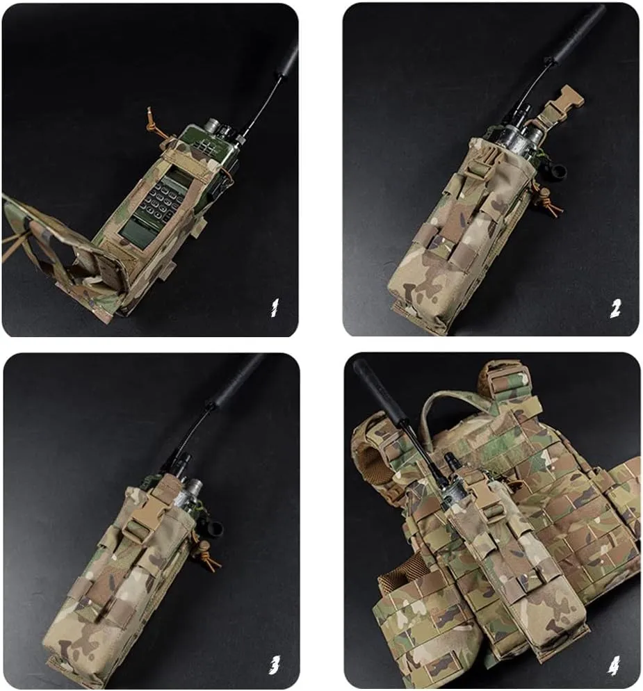 Tactical PRC 152 Drop-Down Radio Pouch,Military MOLLE Walkie-Talkie Bag for Belt Hunting Vest