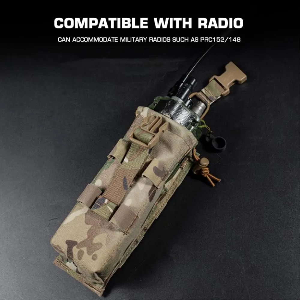 Tactical PRC 152 Drop-Down Radio Pouch,Military MOLLE Walkie-Talkie Bag for Belt Hunting Vest