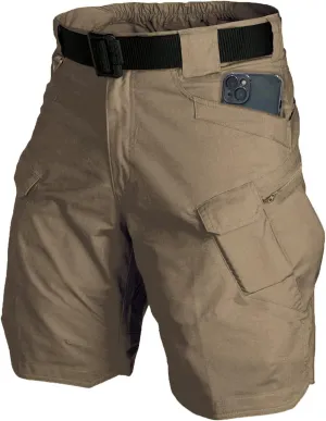 Tactical Shorts Men's Water-Resistant Outdoor Cargo Cotton Blend Hiking Fishing Short with NO Belt