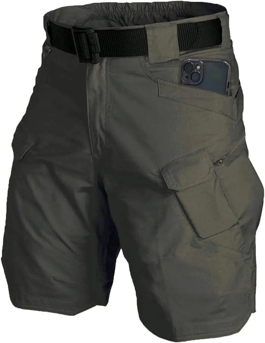 Tactical Shorts Men's Water-Resistant Outdoor Cargo Cotton Blend Hiking Fishing Short with NO Belt