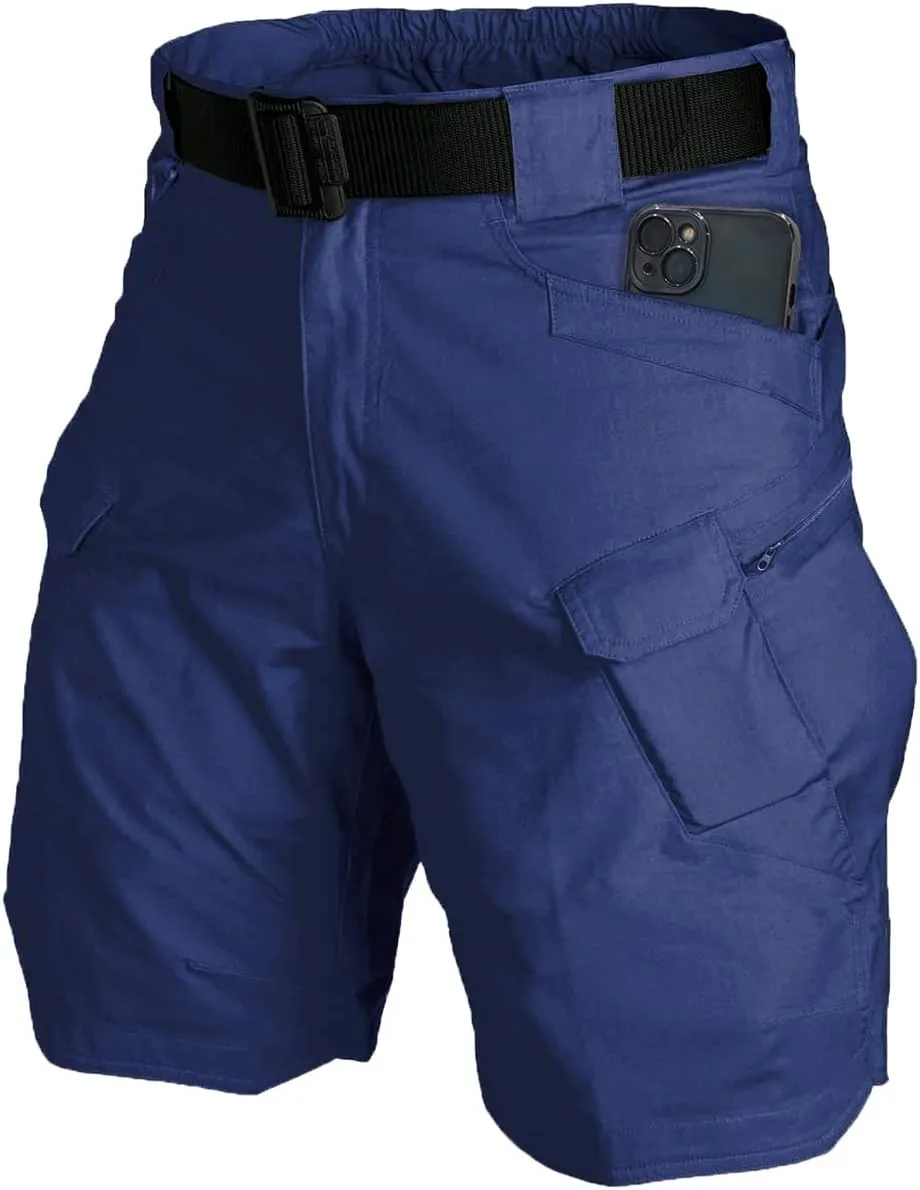 Tactical Shorts Men's Water-Resistant Outdoor Cargo Cotton Blend Hiking Fishing Short with NO Belt