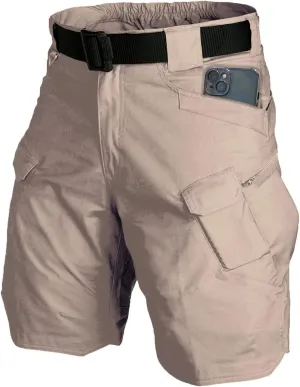 Tactical Shorts Men's Water-Resistant Outdoor Cargo Cotton Blend Hiking Fishing Short with NO Belt