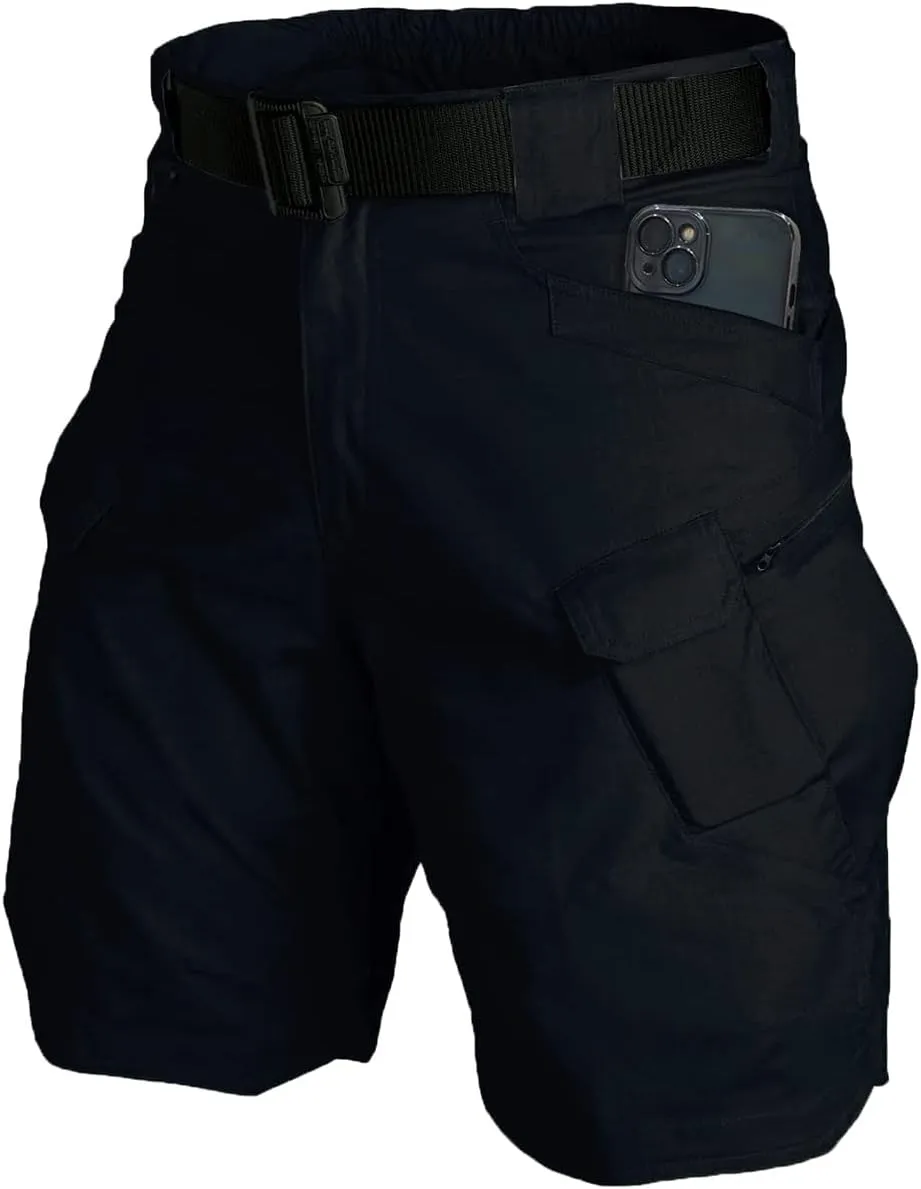 Tactical Shorts Men's Water-Resistant Outdoor Cargo Cotton Blend Hiking Fishing Short with NO Belt