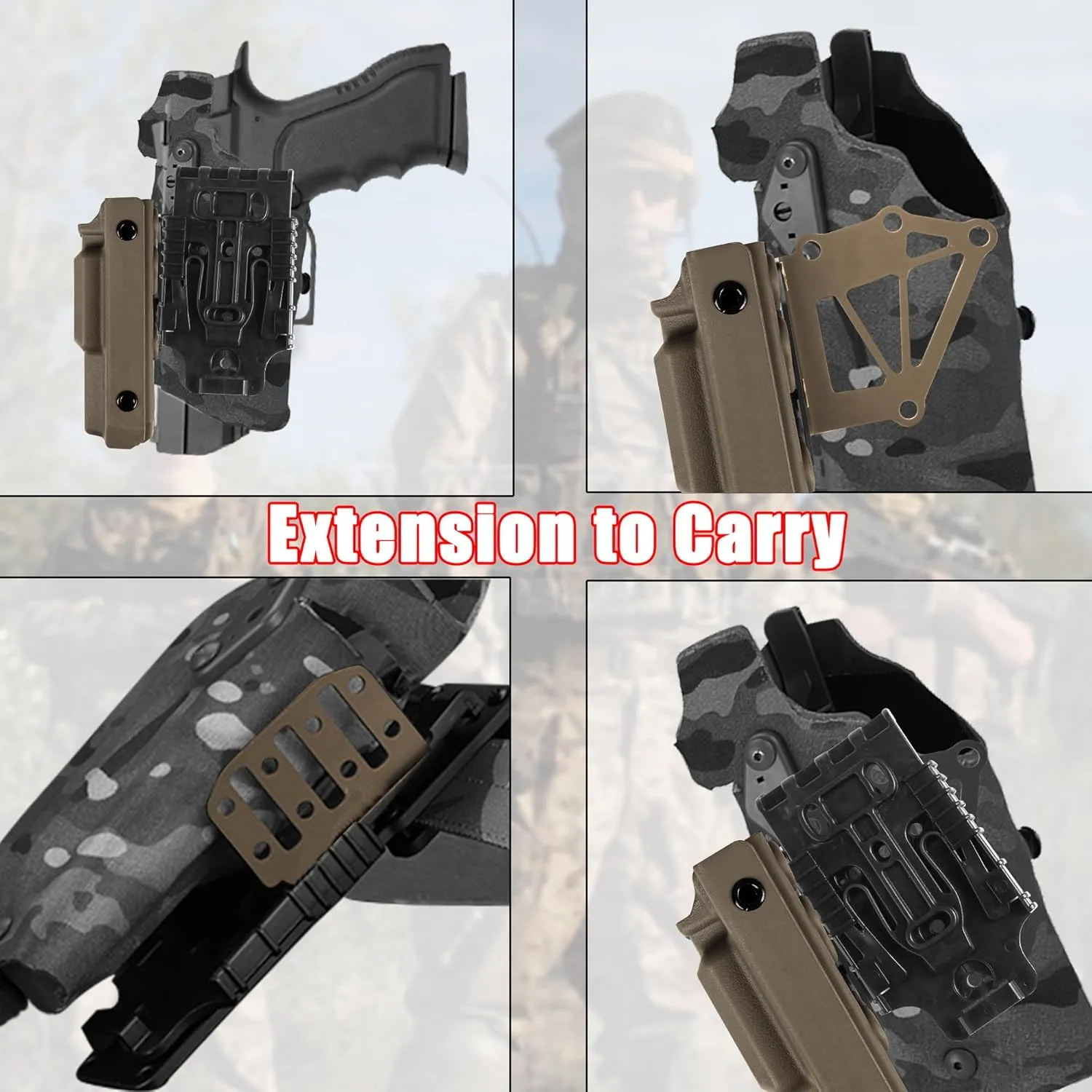 Tactical Tourniquet Holder for Gun Holster Universal Tactical Duty Extended Support Holster Adapter Mount for Qls Quick Locking System
