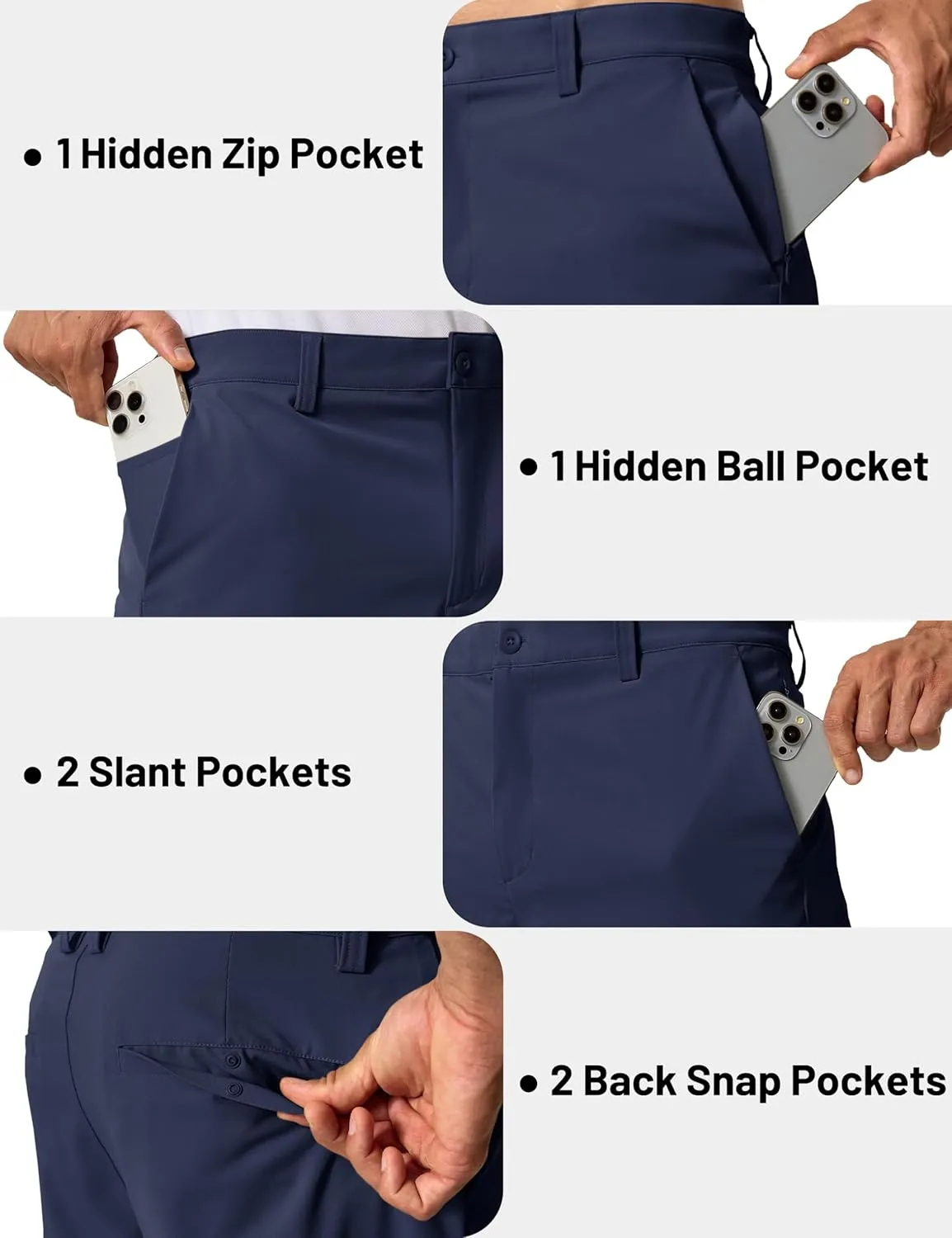 TACVASEN Men's 7" Golf Casual Shorts with 6 Pockets Stretch Lightweight Dress Work Short Flat Front Quick Dry for Summer