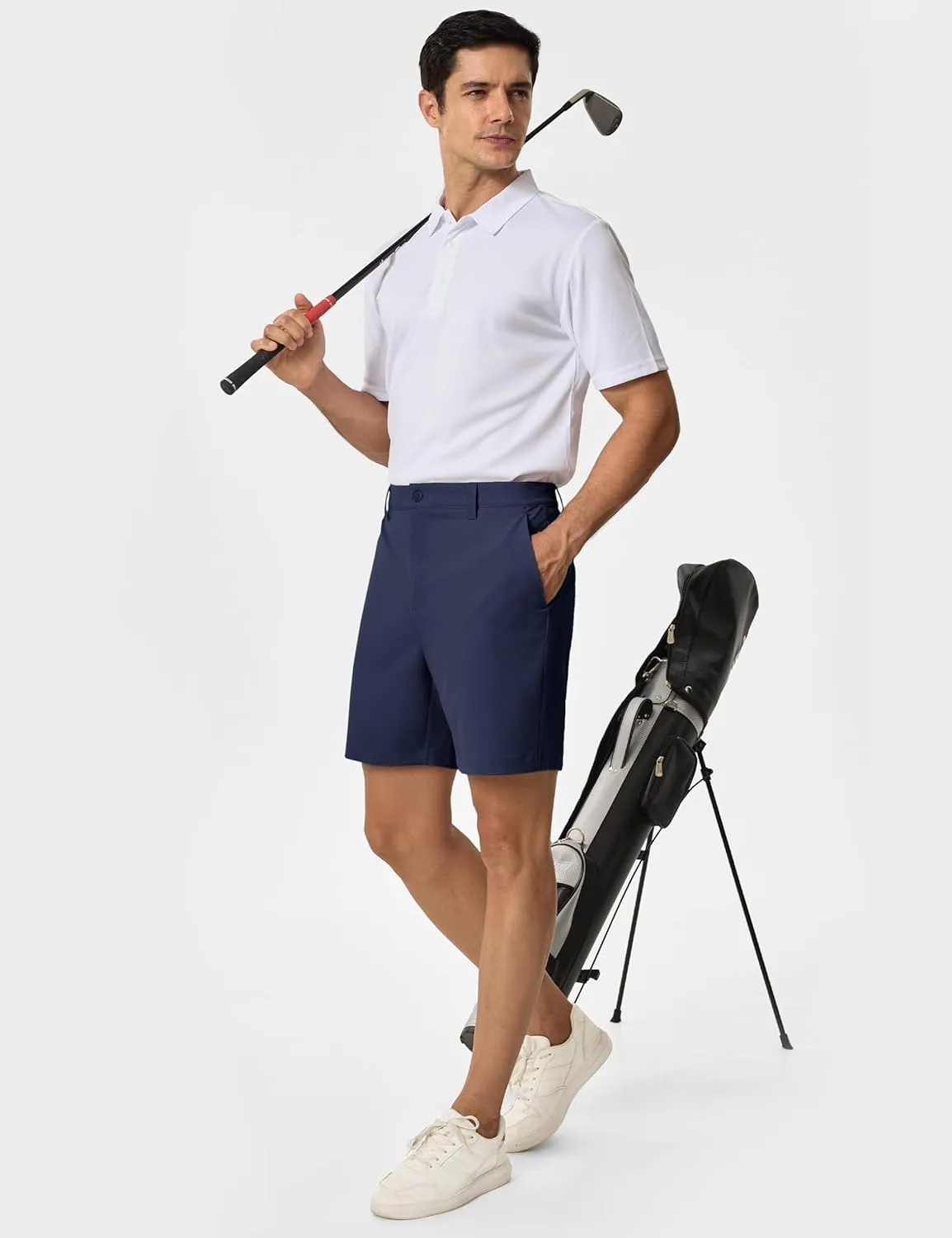 TACVASEN Men's 7" Golf Casual Shorts with 6 Pockets Stretch Lightweight Dress Work Short Flat Front Quick Dry for Summer