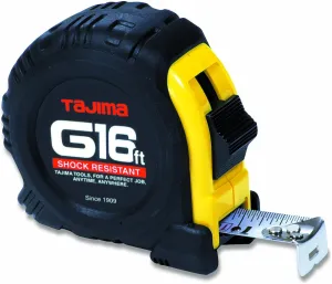 TAJIMA Tape Measure - 16' x 1" G-Series Measuring Tape with Shock Resistant Case & Acrylic Coated Blade - G-16BW