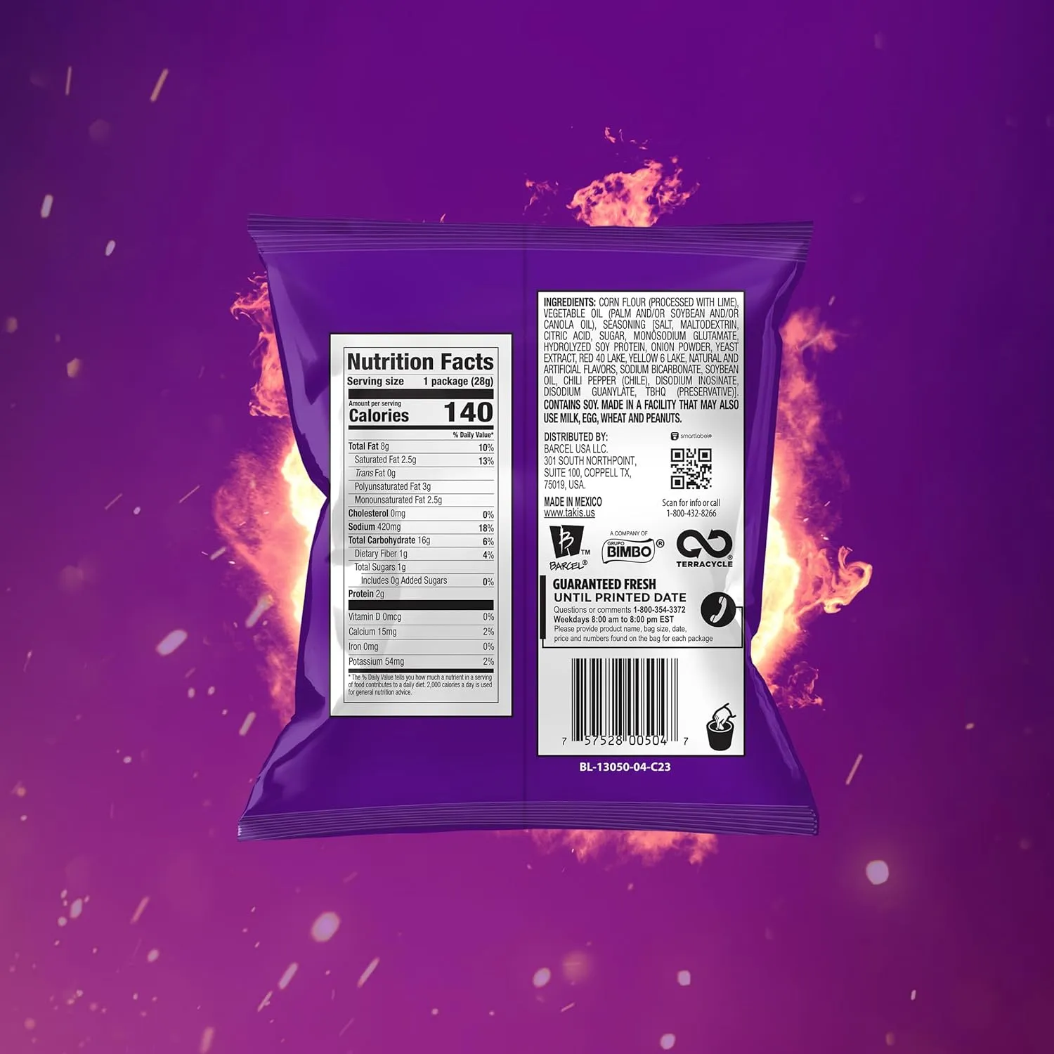 Takis Fuego 40 pc / 1 oz Multipack, Hot Chili Pepper & Lime Flavored Extreme Spicy Rolled Tortilla Chips