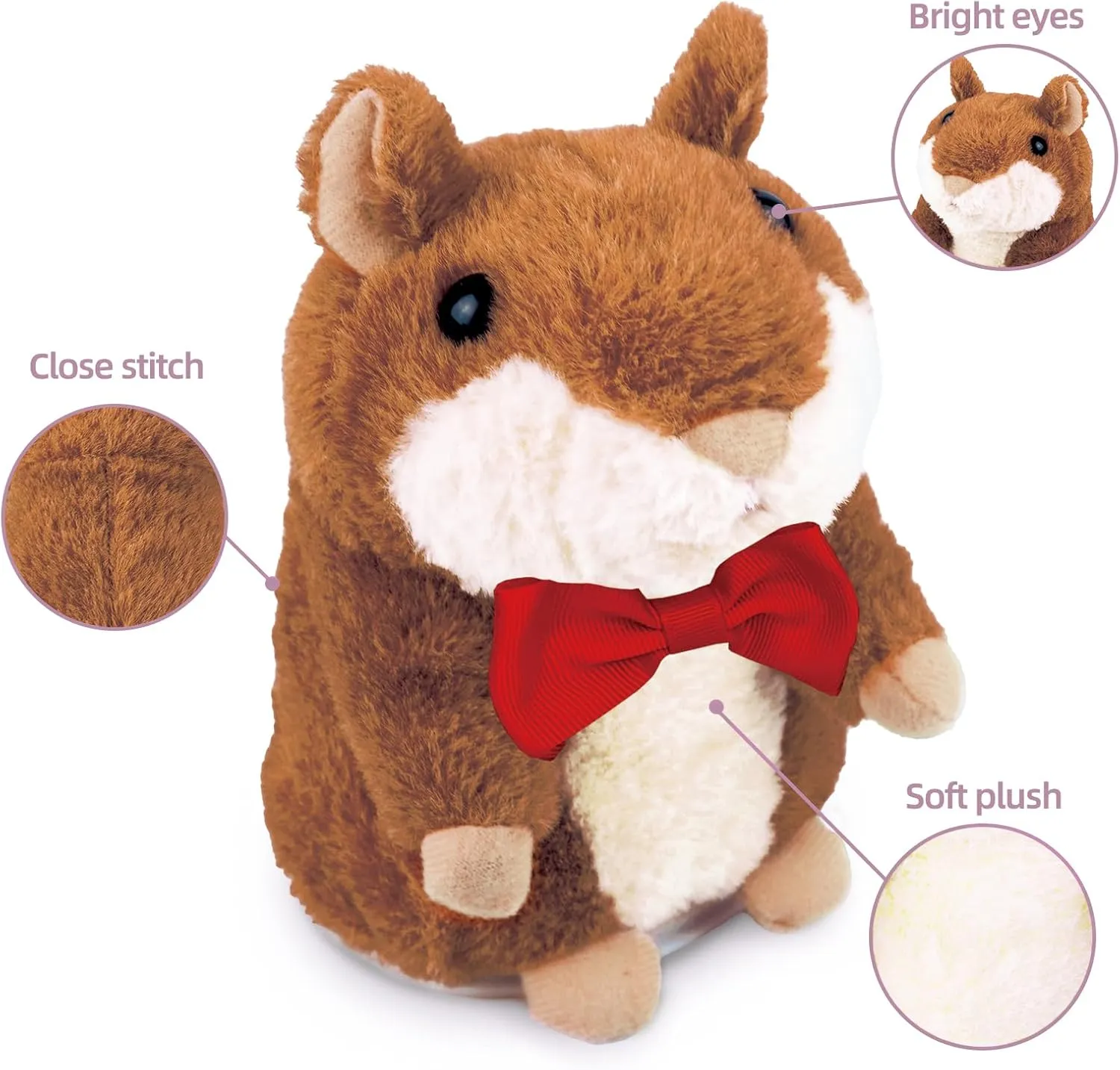 Talking Hamster Repeats What You Say, One Year Old Boy Girl Toys Birthday Gifts, Baby Toys 0-6-12-18 Months, Valentine First Birthday Gifts for Girls Age 1 3 5 (Red Tie)
