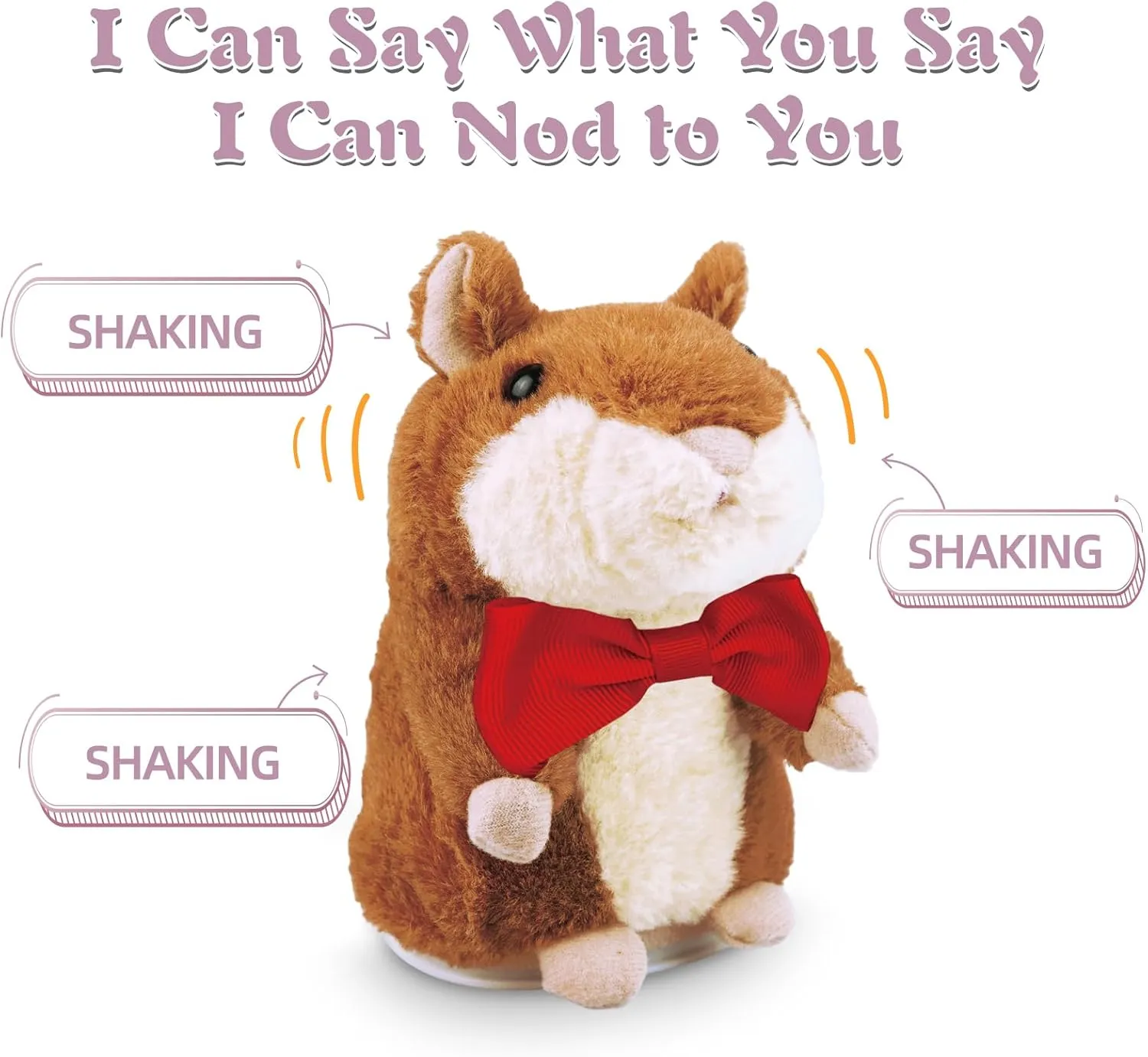 Talking Hamster Repeats What You Say, One Year Old Boy Girl Toys Birthday Gifts, Baby Toys 0-6-12-18 Months, Valentine First Birthday Gifts for Girls Age 1 3 5 (Red Tie)