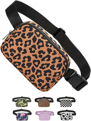 Tapp Collections Unisex Mini Crossbody Belt Bag with Adjustable Strap Small Waist Pouch for Workout Running Traveling Hiking - A Pattern/Leopard Brown