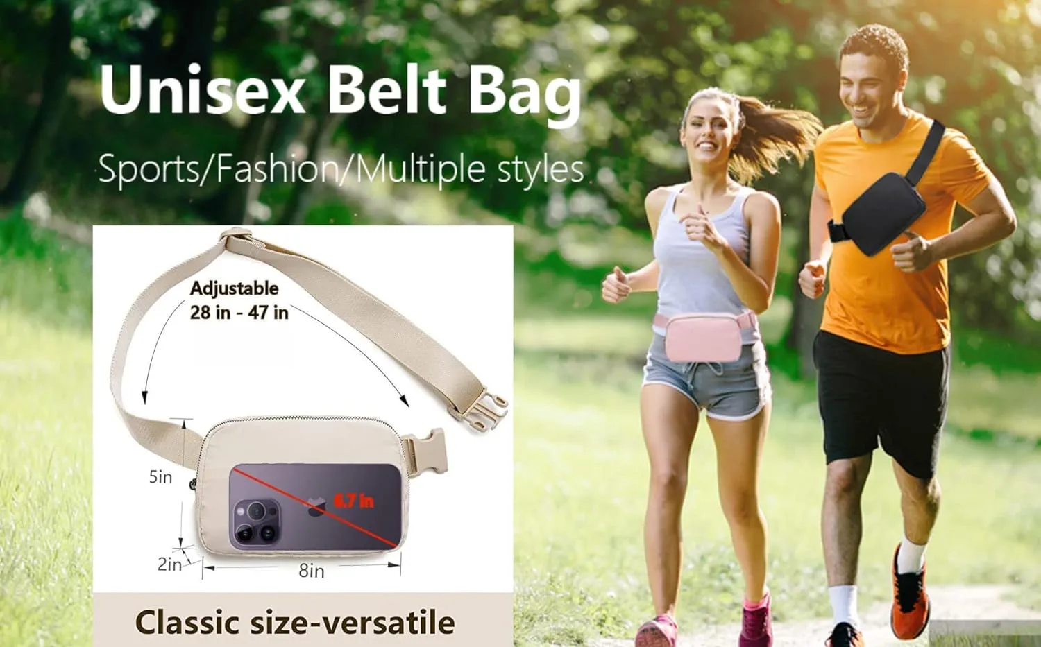 Tapp Collections Unisex Mini Crossbody Belt Bag with Adjustable Strap Small Waist Pouch for Workout Running Traveling Hiking - Black