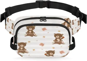 Tavisto Brown Bear Tree Stump Durable Waterproof Fanny Pack with Double Zipper Closure - Organize Your Essentials with Ease - Lightweight and Comfortable for Men and Women