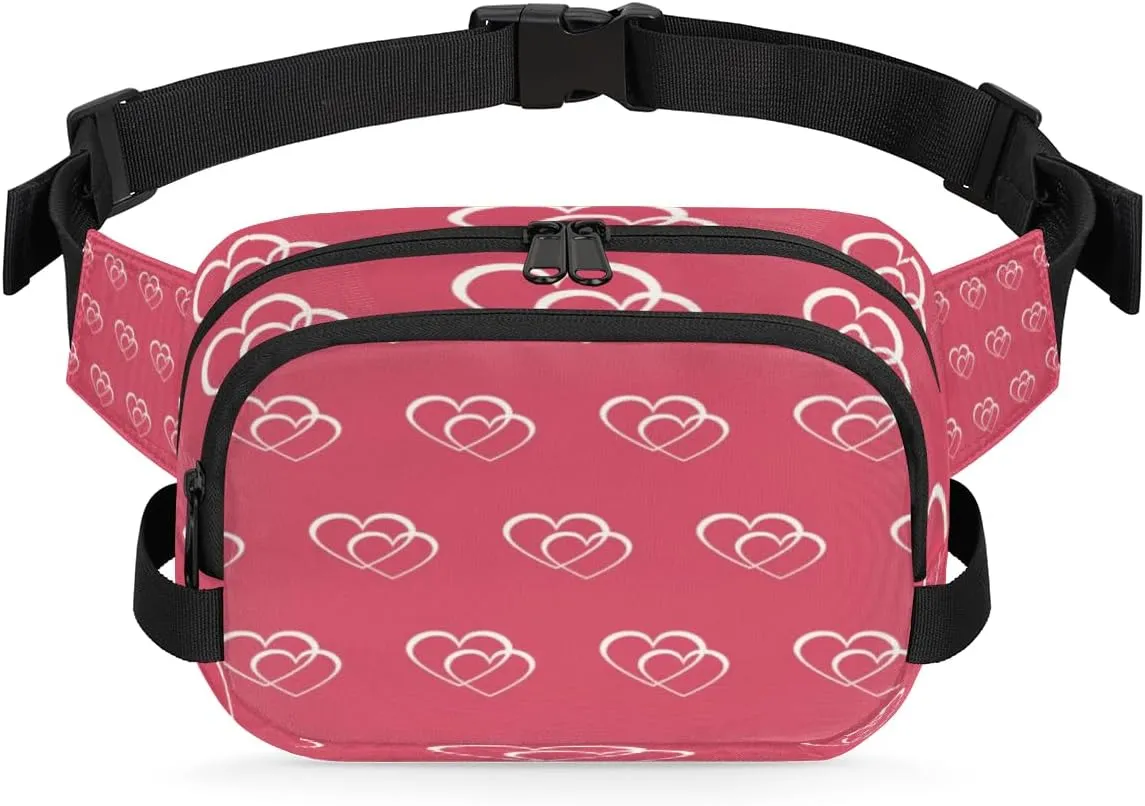 Tavisto Entwined Hearts Pattern Durable Waterproof Fanny Pack with Double Zipper Closure - Organize Your Essentials with Ease - Lightweight and Comfortable for Men and Women