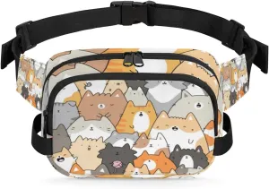 Tavisto Happy Cat Family Durable Waterproof Fanny Pack with Double Zipper Closure - Organize Your Essentials with Ease - Lightweight and Comfortable for Men and Women